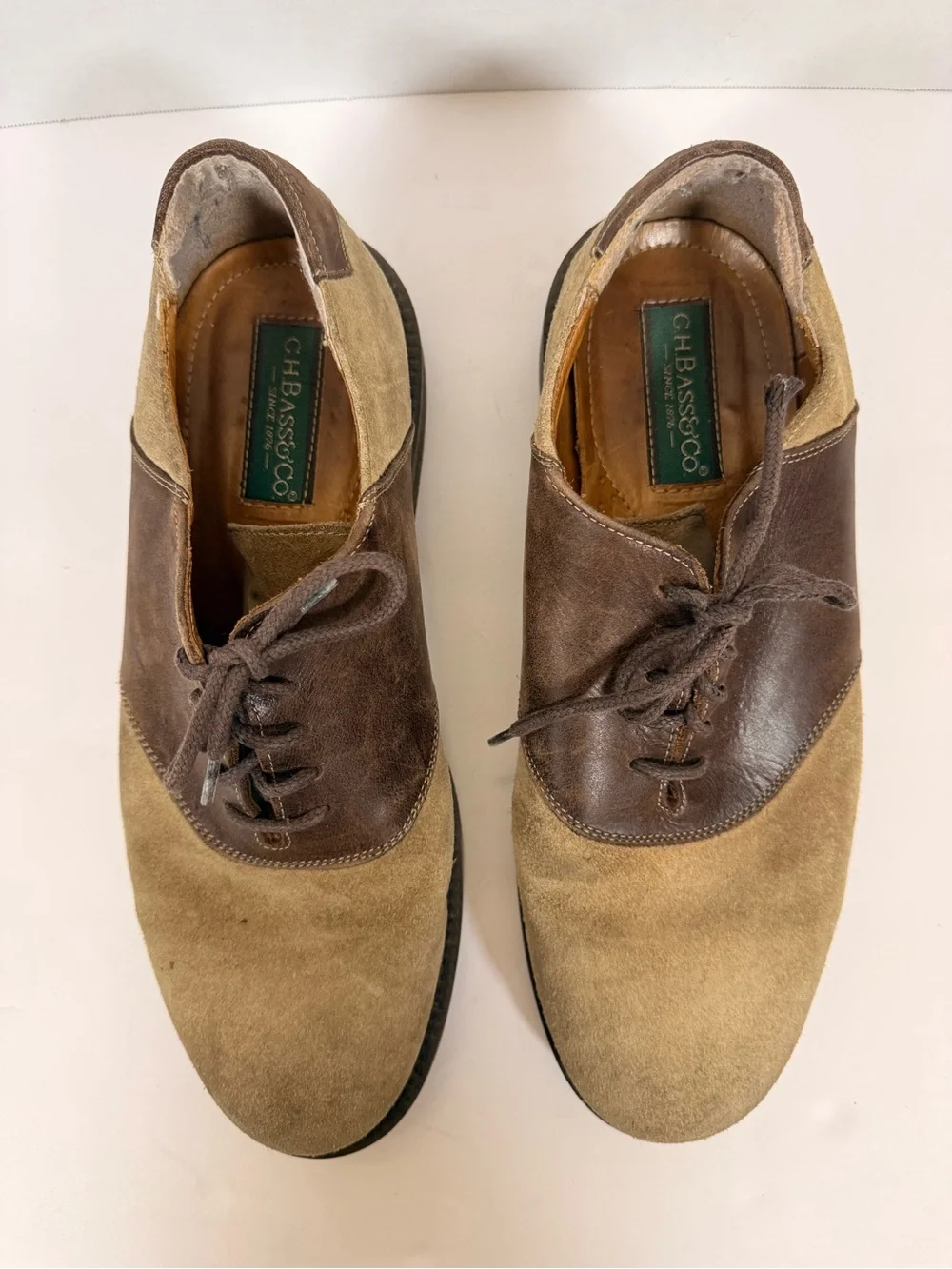 Men's Two-Tone Suede and Leather Derby Shoes in Tan and Brown